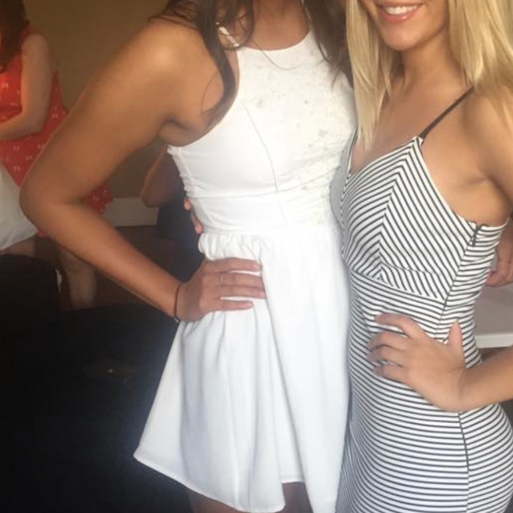 White dress with beaded detailing